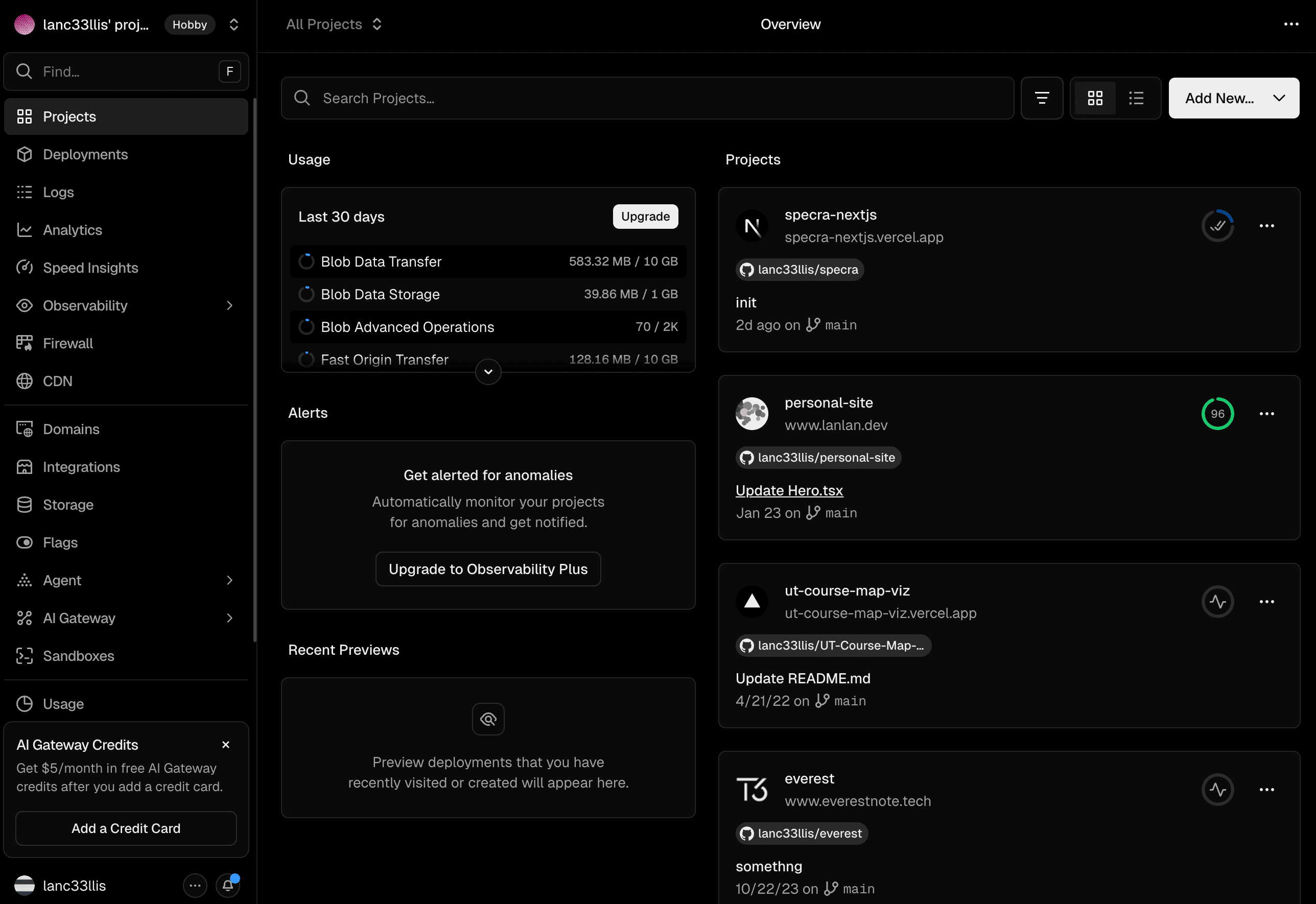 source vercel dashboard